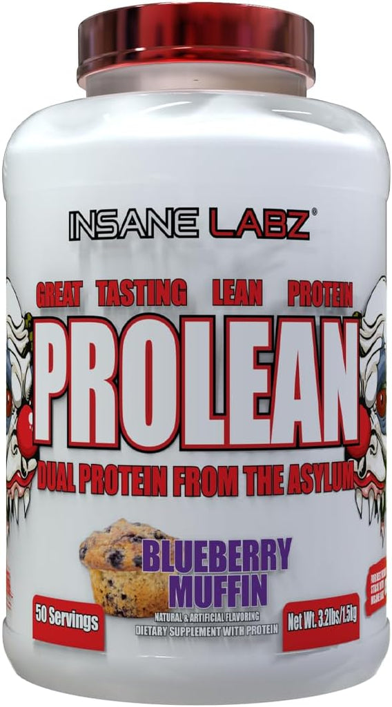 Insane Labz ProLean Protein & Whey Powder 26g Protein 50 Srvngs Blueberry Muffin 3.2 Pounds