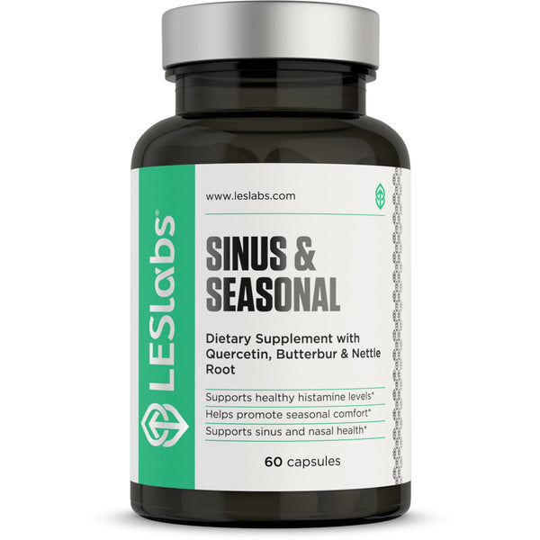 LES Labs Sinus & Seasonal – Sinus Relief, Nasal Health, Balanced Histamine Response, Clear Lungs & Respiratory Health – Butterbur, Quercetin, Nettle Root & Bromelain – 60 Capsules