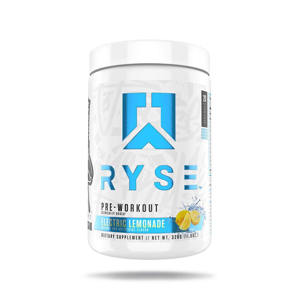 Ryse PRE Workout | Ryse Up Supplements | 20 Servings (Electric Lemonade)